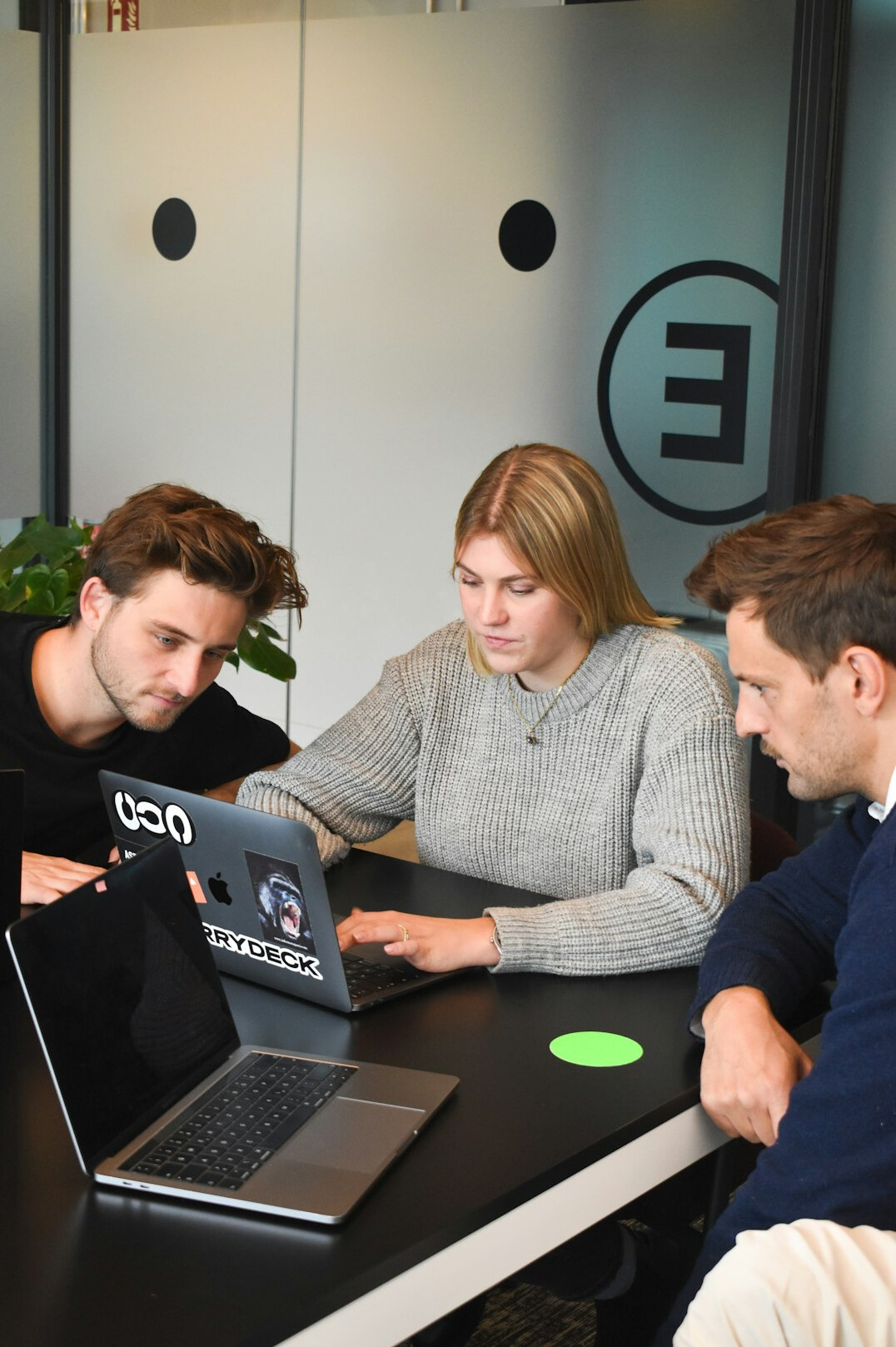 team discussing in office