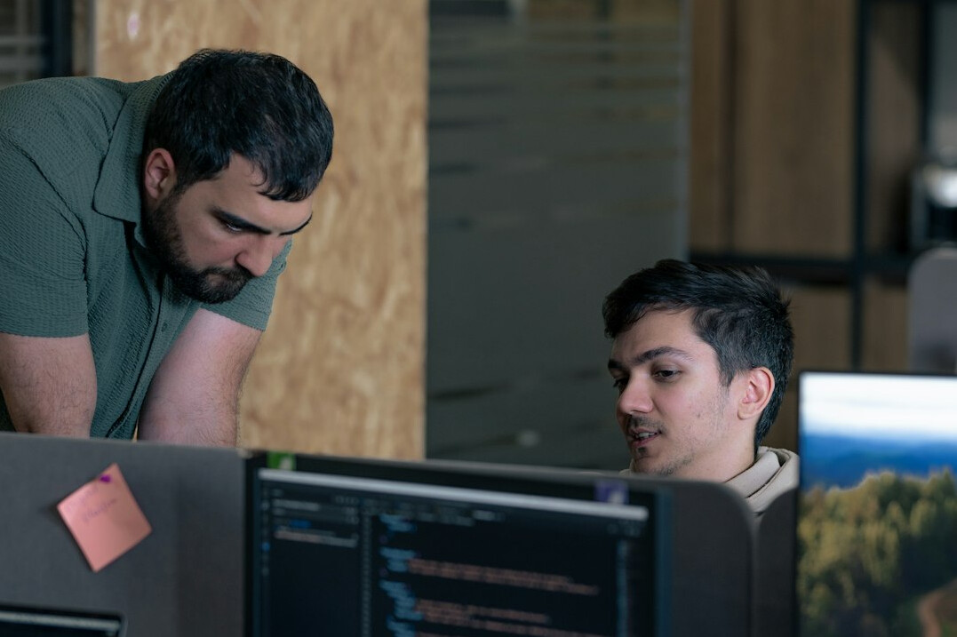 colleagues discussing in office
